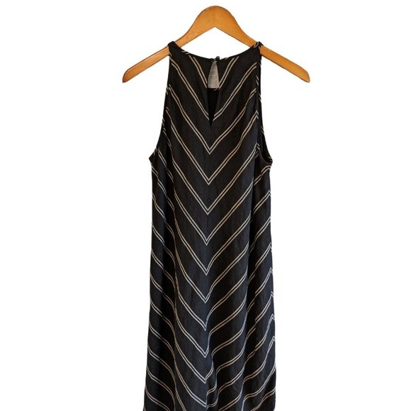 J.Crew Linen Maxi Dress Size 4 Tall Black White Summer Boho minimalist B4 - Picture 5 of 10